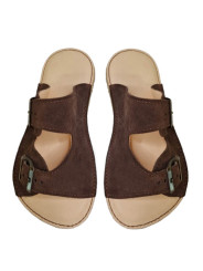 barefoot sandals leather summer woman man double buckles