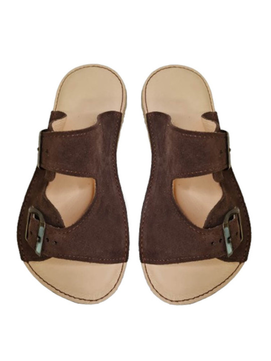 sandales barefoot cuir été femme homme double boucles