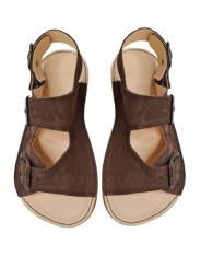 sandales barefoot cuir été femme homme trois boucles