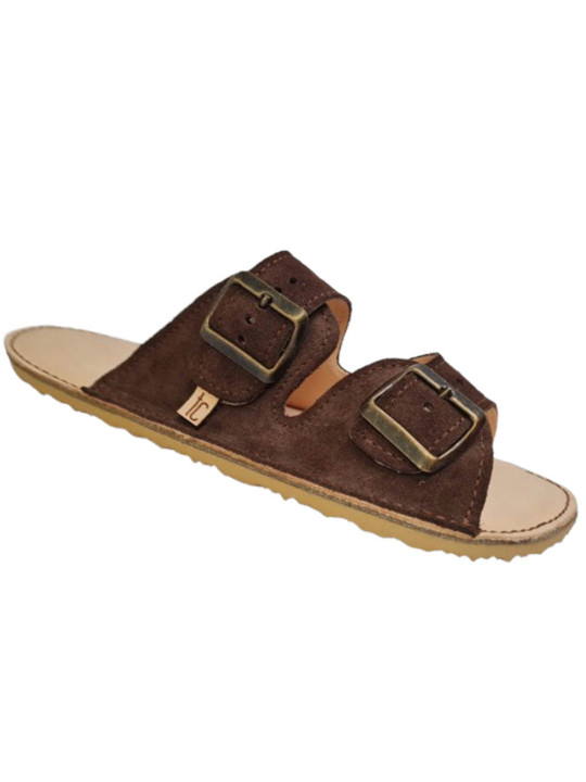 barefoot sandals leather summer woman man double buckles