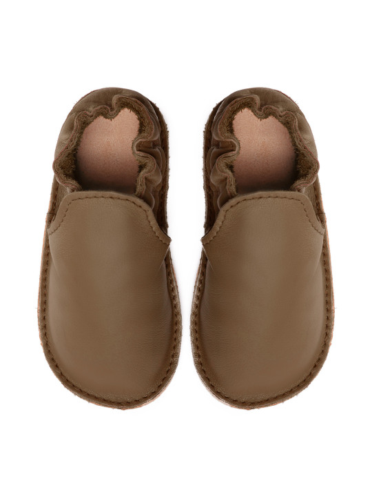 chaussures et pantoufles en cuir à semelle souple pieds nus pour enfants et adultes