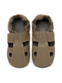 Chaussons été en cuir souple marron foncé