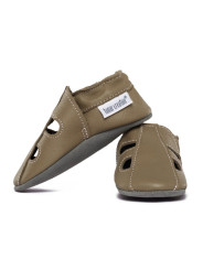 summer leather slippers dark brown