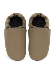 chaussons souples en cuir pour les enfants et les adultes, doublure chaude