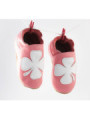 Chaussons cuir souple rose trefle fille porte bonheur