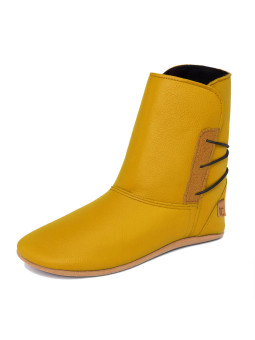 Soft leather ankle boots with soft wool-lined slippers