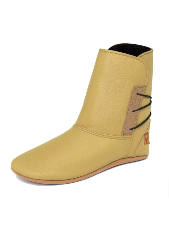 Soft leather ankle boots with soft wool-lined slippers