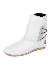 Soft leather ankle boots with soft wool-lined slippers