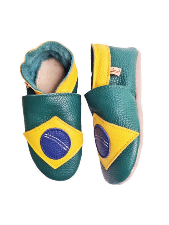 Barefoot Slippers Brazil Flag | Winter Lined Option | Tomar Creation