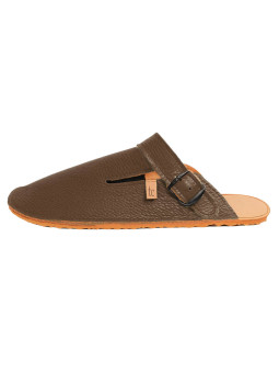 Leather barefoot clogs shoes, roomy toe box, flexible flat sole