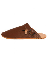 Leather barefoot clogs shoes, roomy toe box, flexible flat sole