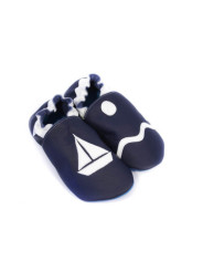 Chaussons cuir souple petit bateau bleu