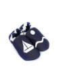 Chaussons cuir souple petit bateau bleu