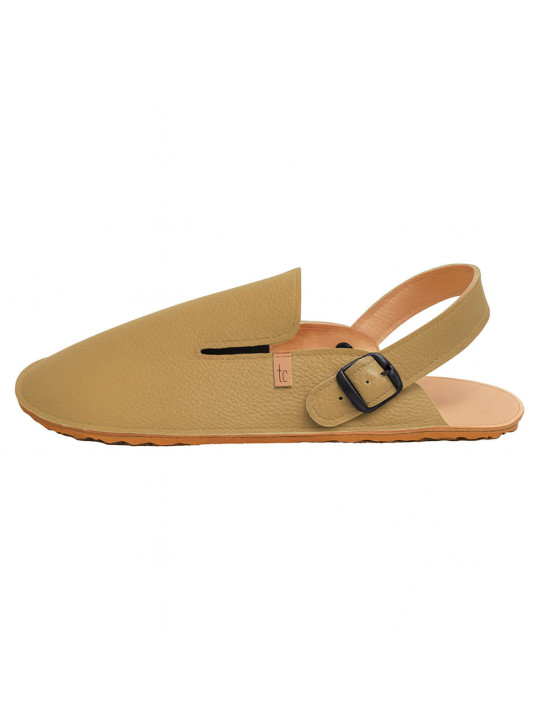 Leather barefoot clogs shoes, roomy toe box, flexible flat sole