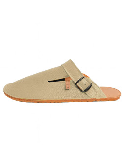 Leather barefoot clogs shoes, roomy toe box, flexible flat sole