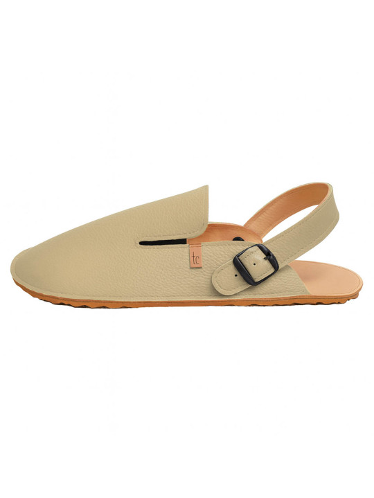 Leather barefoot clogs shoes, roomy toe box, flexible flat sole