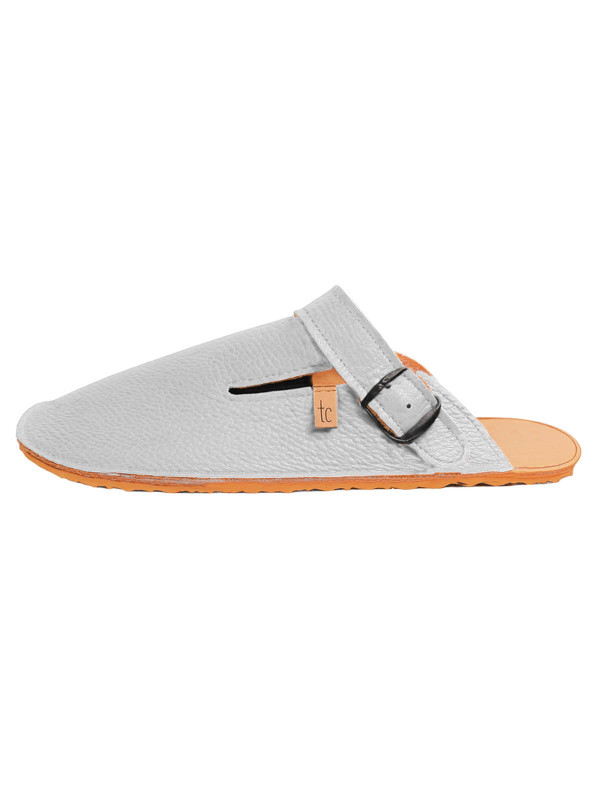 Leather barefoot clogs shoes, roomy toe box, flexible flat sole