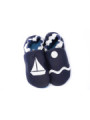 Chaussons cuir souple petit bateau bleu