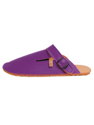 Leather barefoot clogs shoes, roomy toe box, flexible flat sole