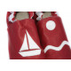 Chaussons cuir souple petit bateau rouge