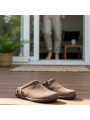 sabot en cuir VELOURS MARRON barefoot avec laniere ajustable