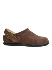 sabot en cuir VELOURS MARRON barefoot avec laniere ajustable