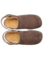 sabot en cuir VELOURS MARRON barefoot avec laniere ajustable