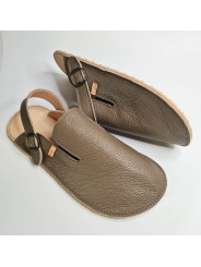 Leather barefoot clogs shoes, roomy toe box, flexible flat sole