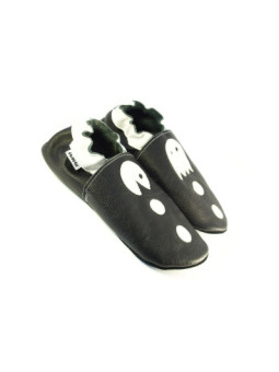 Chaussons cuir souple pac man 