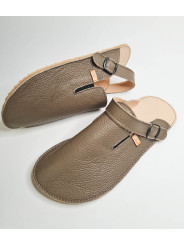 Leather barefoot clogs shoes, roomy toe box, flexible flat sole