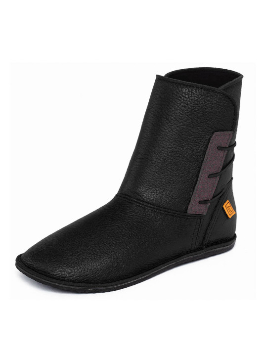 extra soft minimalist barefoot leather boots, wide and flat