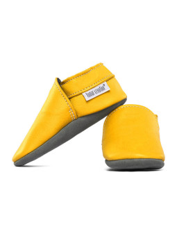 chaussons en cuir souple jaune taille 44