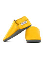 Soft sole leather slippers yellow, typical for barefoot slippers. Size 44