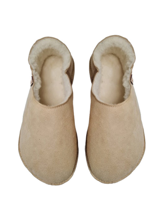 Babouches en peau lainée, 100% mouton