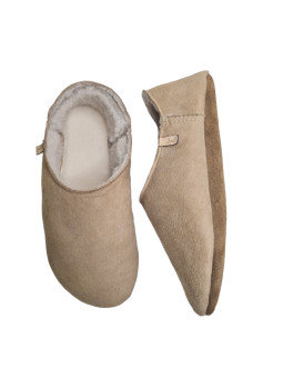 Babouches en peau lainée, 100% mouton