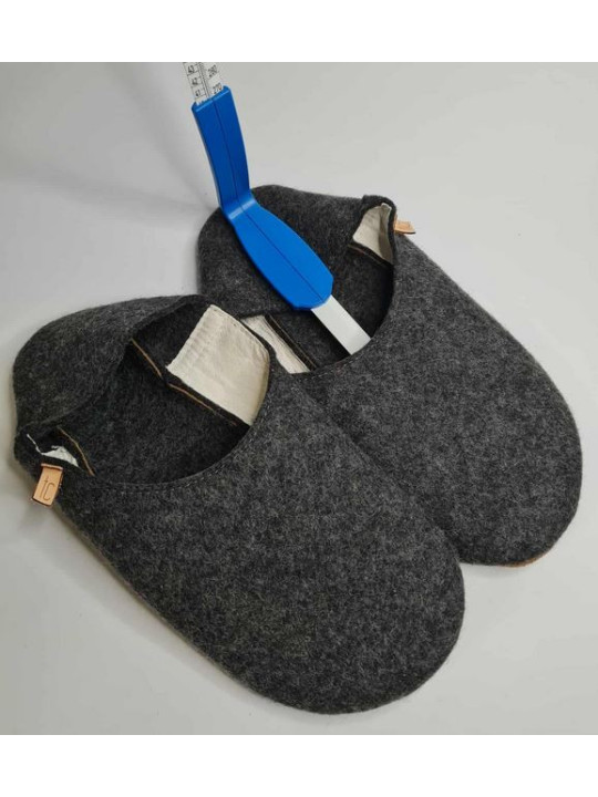 Babouches - laine bouillie naturelle gris anthracite