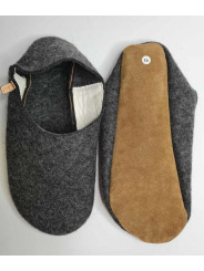 Babouches - laine bouillie naturelle gris anthracite