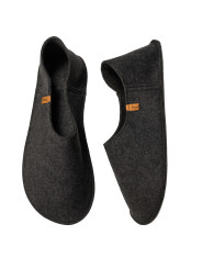 Babouches en laine bouillie mérinos et doublé de cuir