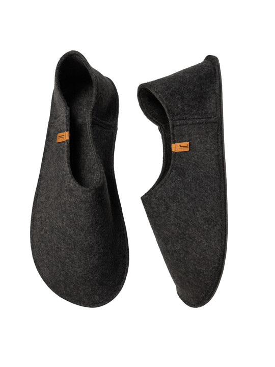 Babouches en laine bouillie mérinos et doublé de cuir