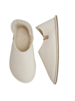 Babouches en peau lainée, 100% mouton