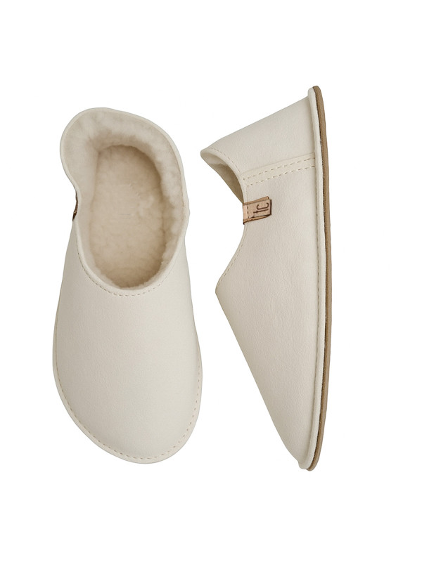 Babouches en peau lainée, 100% mouton