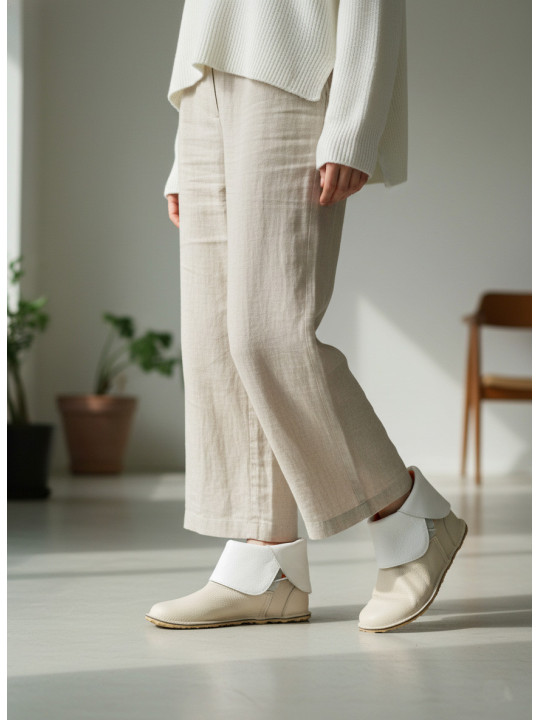 bottes cuir minimalistes barefoot doublure cuir laine ou polaire fait main