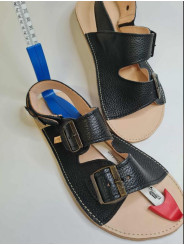 Minimalist wide and soft double buckle flat sandals