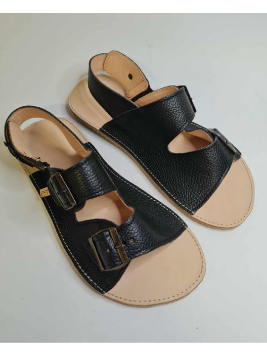 Minimalist wide and soft double buckle flat sandals