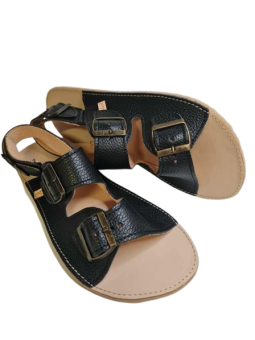 Minimalist wide and soft double buckle flat sandals