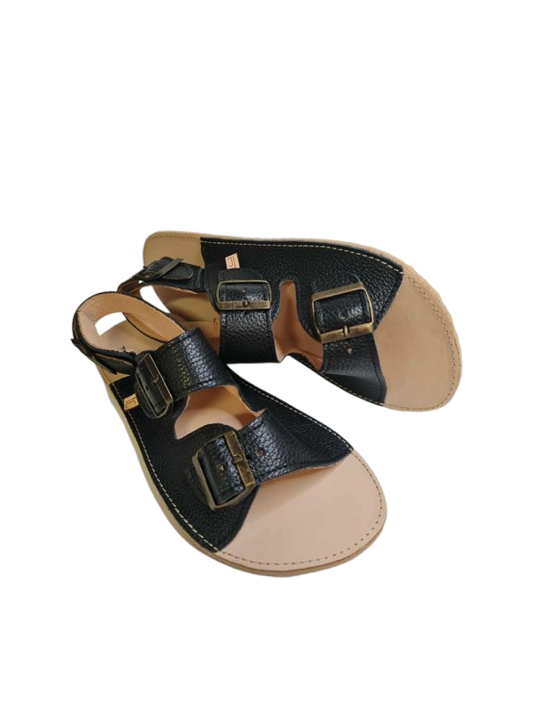 Minimalist wide and soft double buckle flat sandals