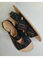 Minimalist wide and soft double buckle flat sandals