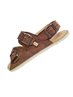 Sandales Nubuck Marron – 3 Boucles – Maintien Talon – Semelle Blanche Ultralégère | En Stock | Tomar Creation