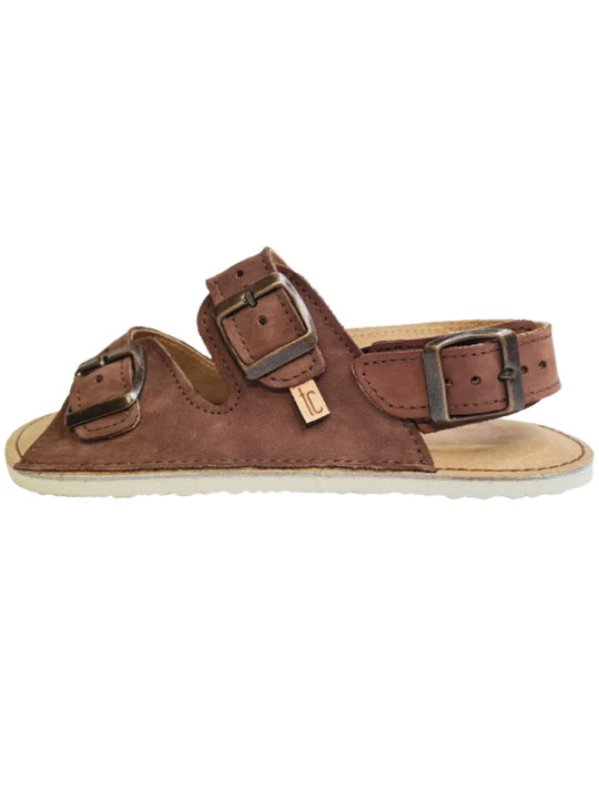Sandales Nubuck Marron – 3 Boucles – Maintien Talon – Semelle Blanche Ultralégère | En Stock | Tomar Creation