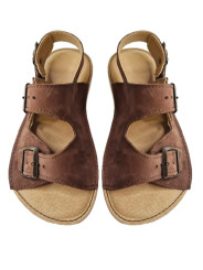 Brown Nubuck Sandals – 3 Buckles – Heel Strap – Ultra-Light White Sole | In Stock | Tomar Creation